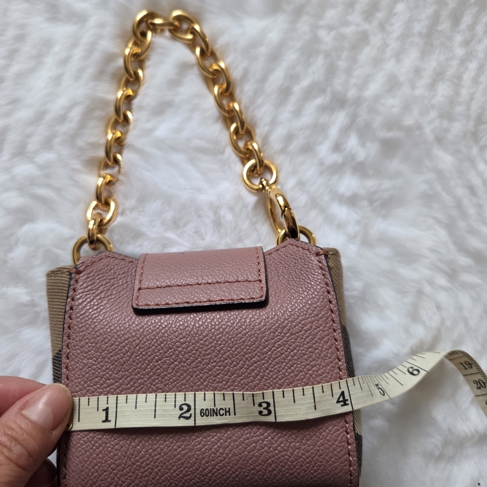 Burberry  Mini Bucket Tote Pink and Tan Bag with Gold Accents - Picture 12 of 16